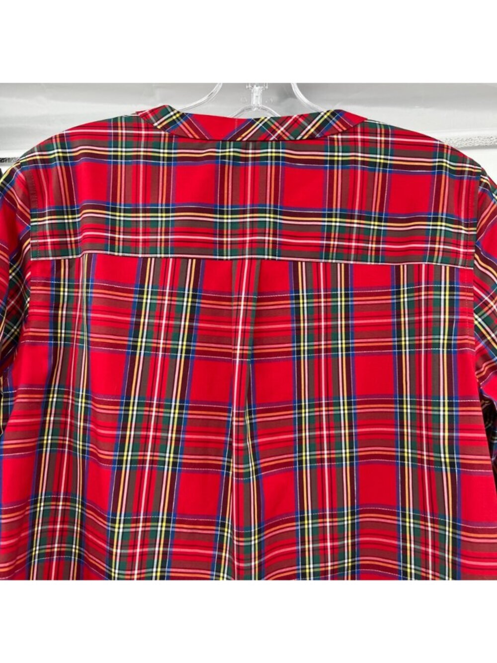 Talbots Plaid Popover Top Long Sleeve Rhinestone Buttons Red/Multi Small - Picture 6 of 9